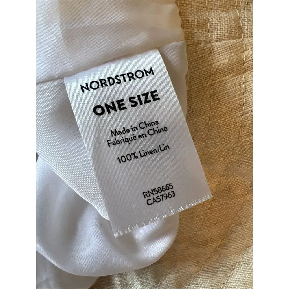 Nordstrom OZ S/M Hat Sun Protection Beach Packable Foldable 100% Linen NWOT